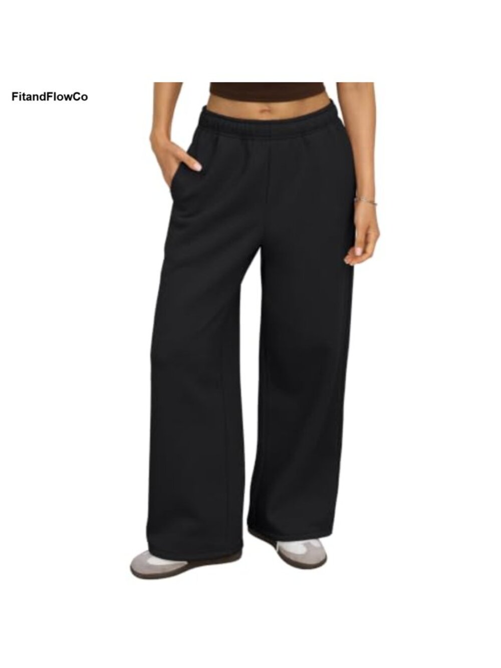 Wide Leg Fleece Lined Sweatpants Baggy Lounge Pants Cotton Blend